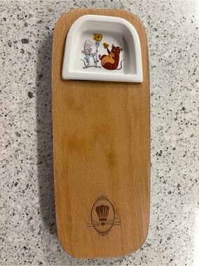 Disney Parks Ratatouille Wooden Cheese Serving Board with Ceramic Dip Dish